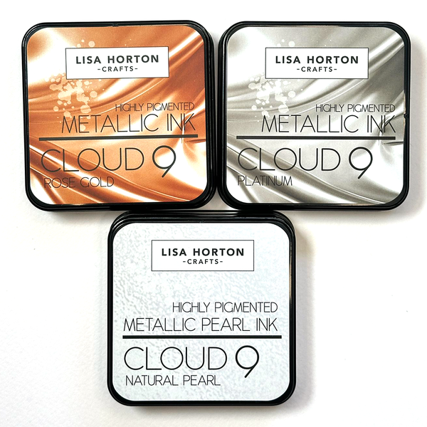 Lisa Horton Crafts Cloud 9 Metallic Ink - Alchemist Ink Pad Trio Natural Pearl/Platinum/Rose Gold