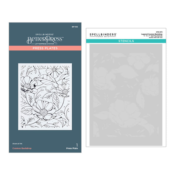 Spellbinders Cosmo Backdrop Betterpress and Stencil Bundle