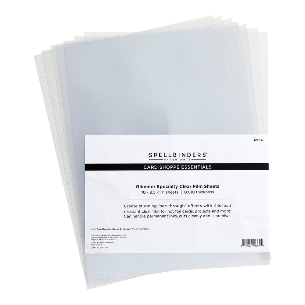 Spellbinders Glimmer Specialty Clear Film Sheets 8.5x11 Inch (10pcs)