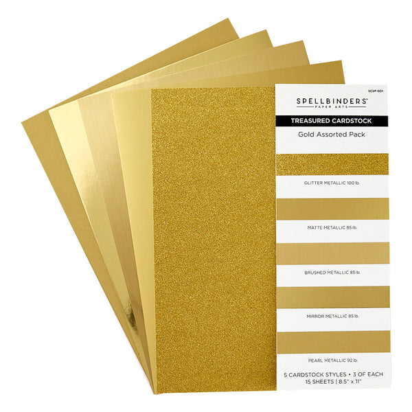 Spellbinders Gold Assortment 8 1/2x11 Inch Treasured Cardstock (15pcs)