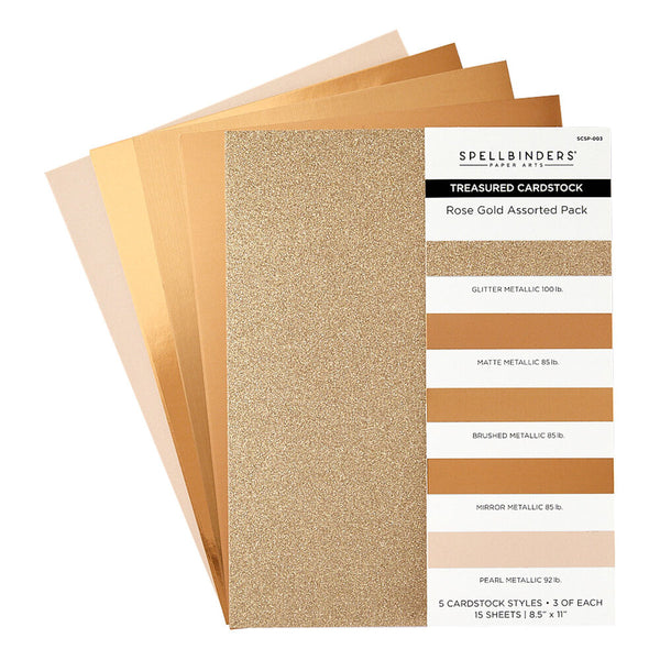 Spellbinders Rose Gold Assortment 8 1/2x11 Inch Treasured Cardstock (15pcs)